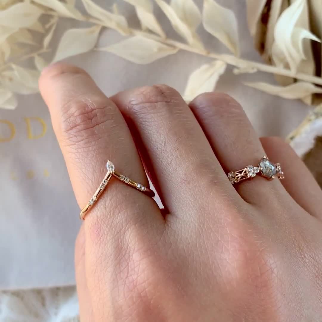 Sieraden Ringen Statementringen Gouden Ring-Diamond Ring-Marquise Ring-Driehoek Ring-Stapelen Ring-Rose Gouden Ring 
