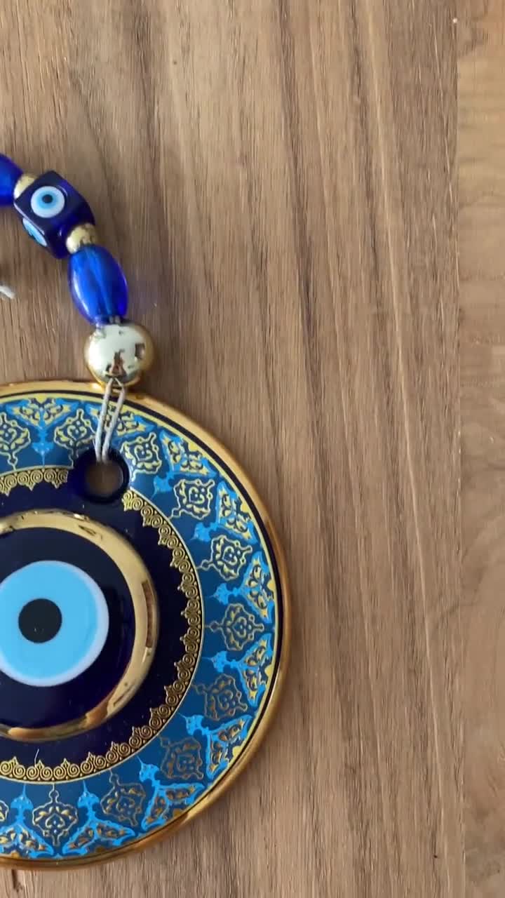 Large Glass Evil Eye Wall Hanging Deco 8x22cm Amulet Charm Good Luck & Success 
