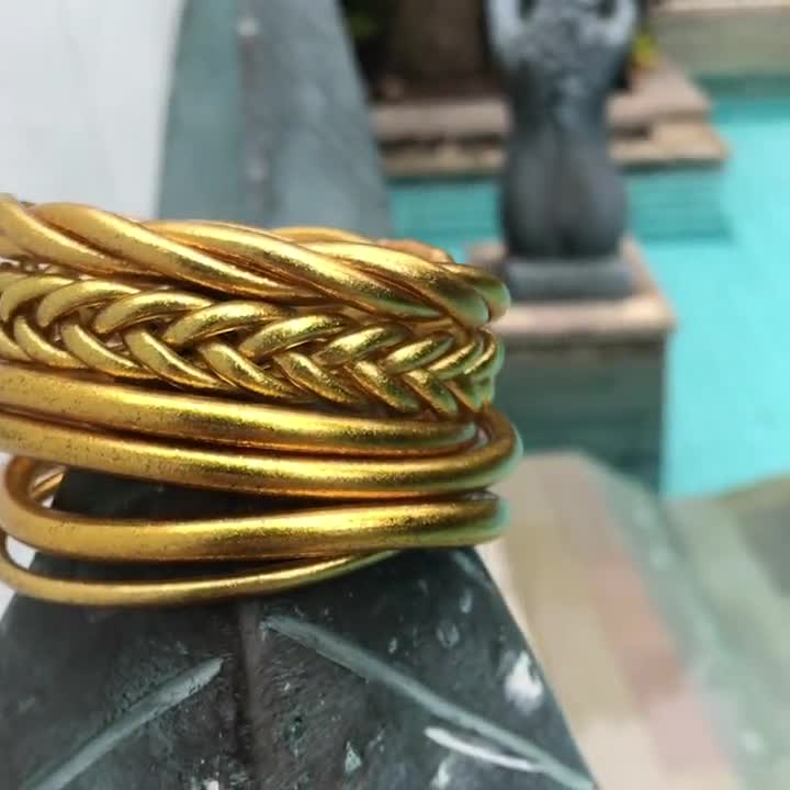 Details about   Gold Leaf Flowers Wood Bracelet from Bolivia 