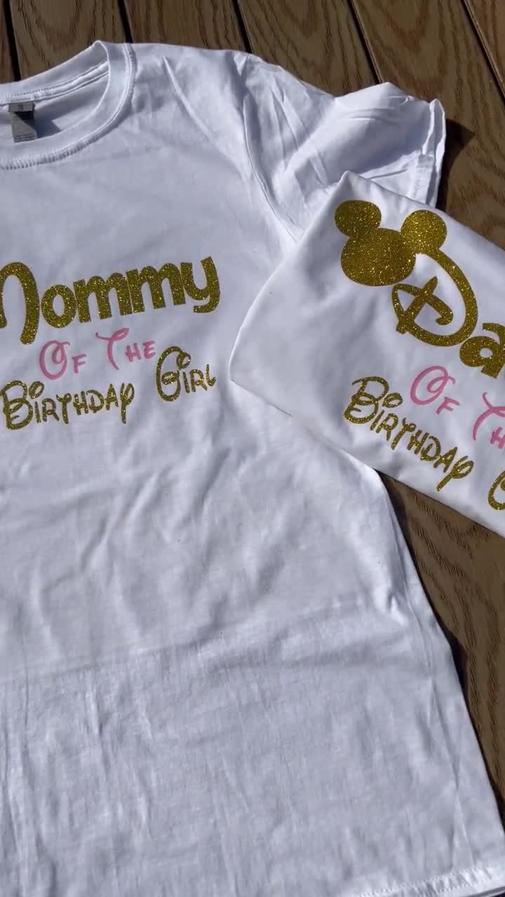 Mommy and Daddy of the Birthday Girl Mickey and Minnie Shirts Set of 2 Embroidered