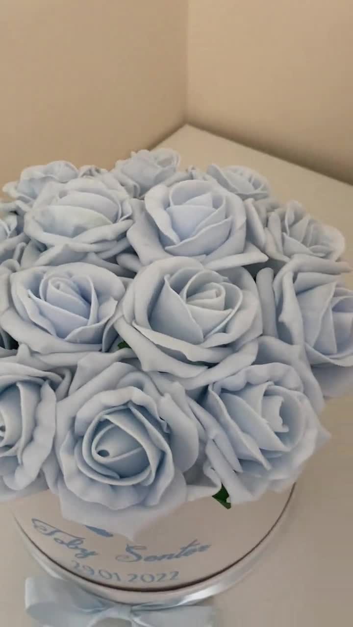 Baby Shower Birth Crystals Baby Blue Roses Forever Flowers In A Box 