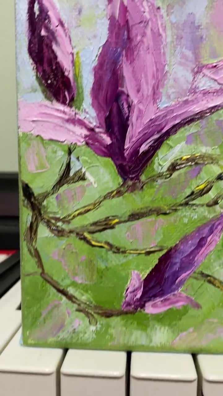 Painting Magnolia Painting Original Impasto Flowers Magnolia Tree Art