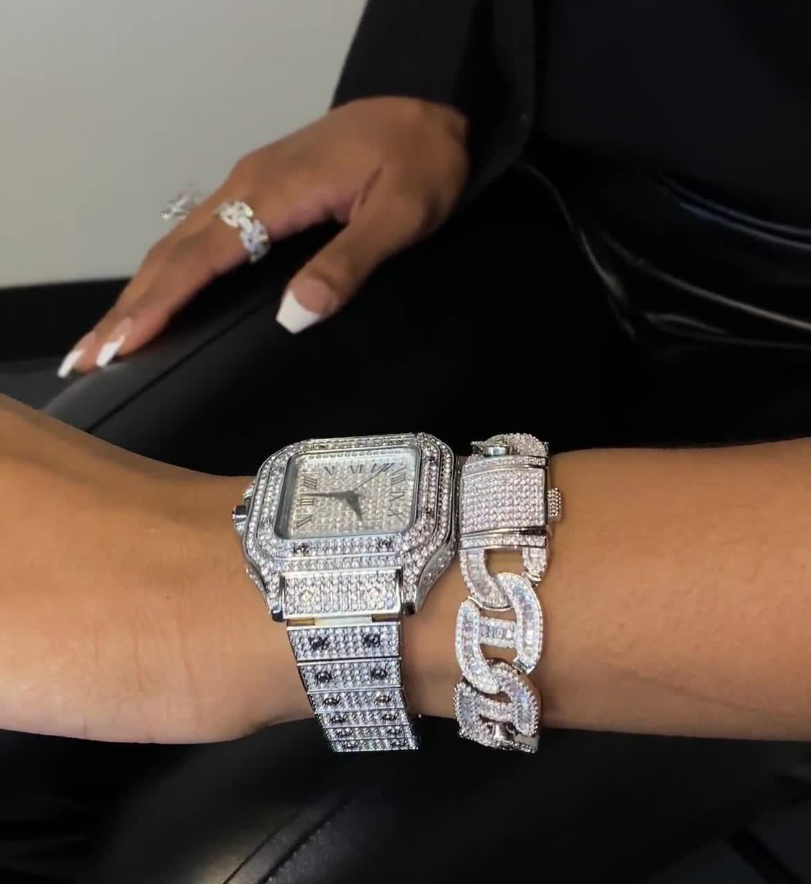 Sieraden Horloges Horloges Dameshorloges Strass Horloge AP Horloge Hip Hop Sieraden Crystal Watch Diamond Horloges 2022 Dames Zilver Crystal Studded Diamond Watch 