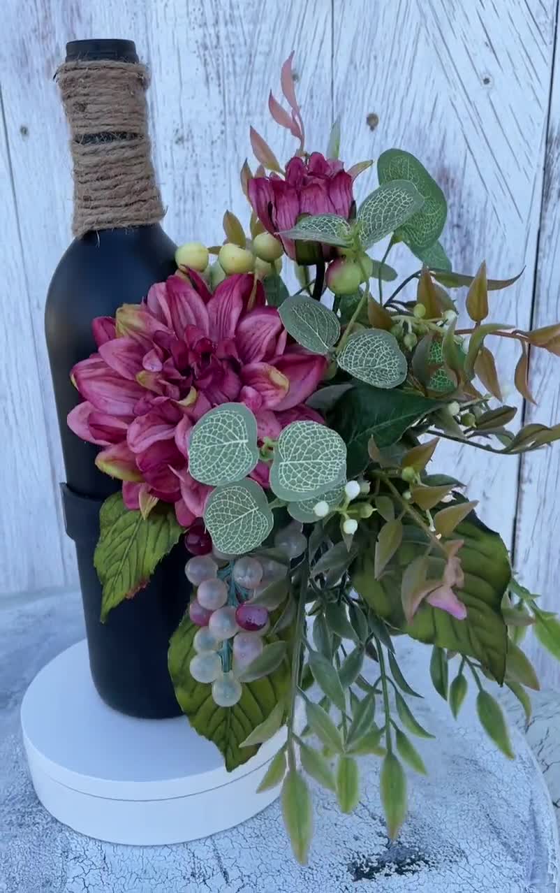 Ramo de flores de botella de vino regalo de anfitriona de - Etsy España