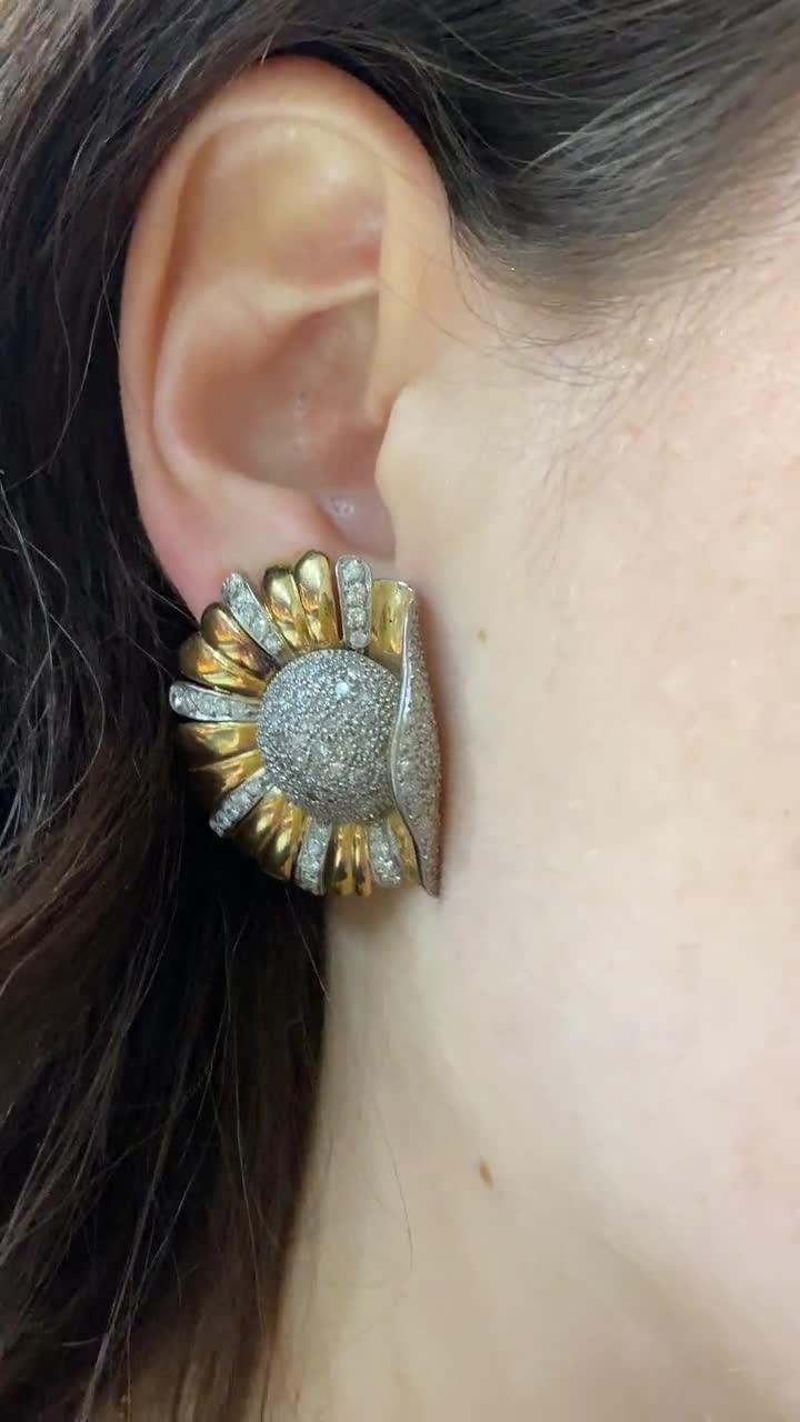 3.00ct Vintage Diamond Flowerburst Earrings Jewellery Earrings Cluster Earrings 