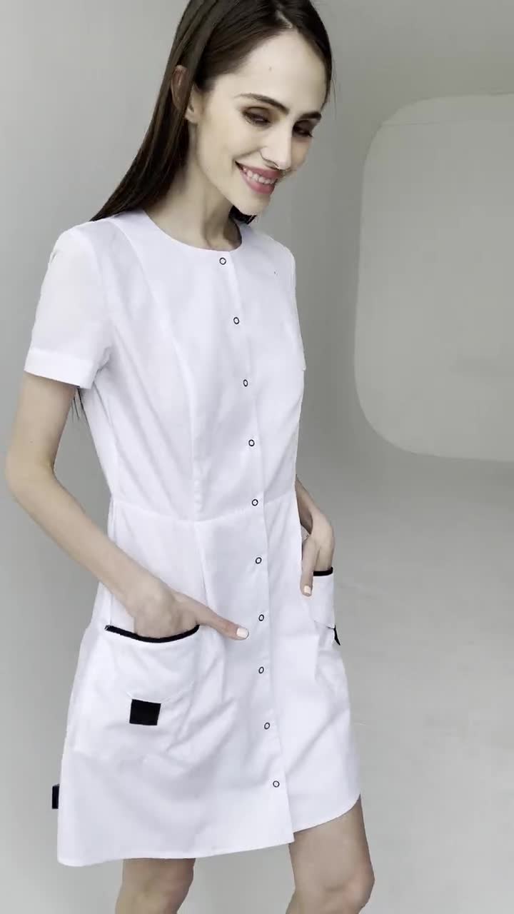 White Lilac Nurse Babydoll Scrub Dress Nurse Uniform Dress - Etsy