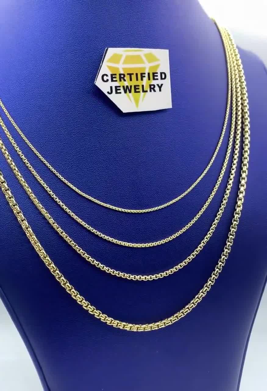 14K Solid Gold 2.0MM Diamond Cut Mirror Chain Necklace Unisex Sizes 16-30 Choose Your Color 