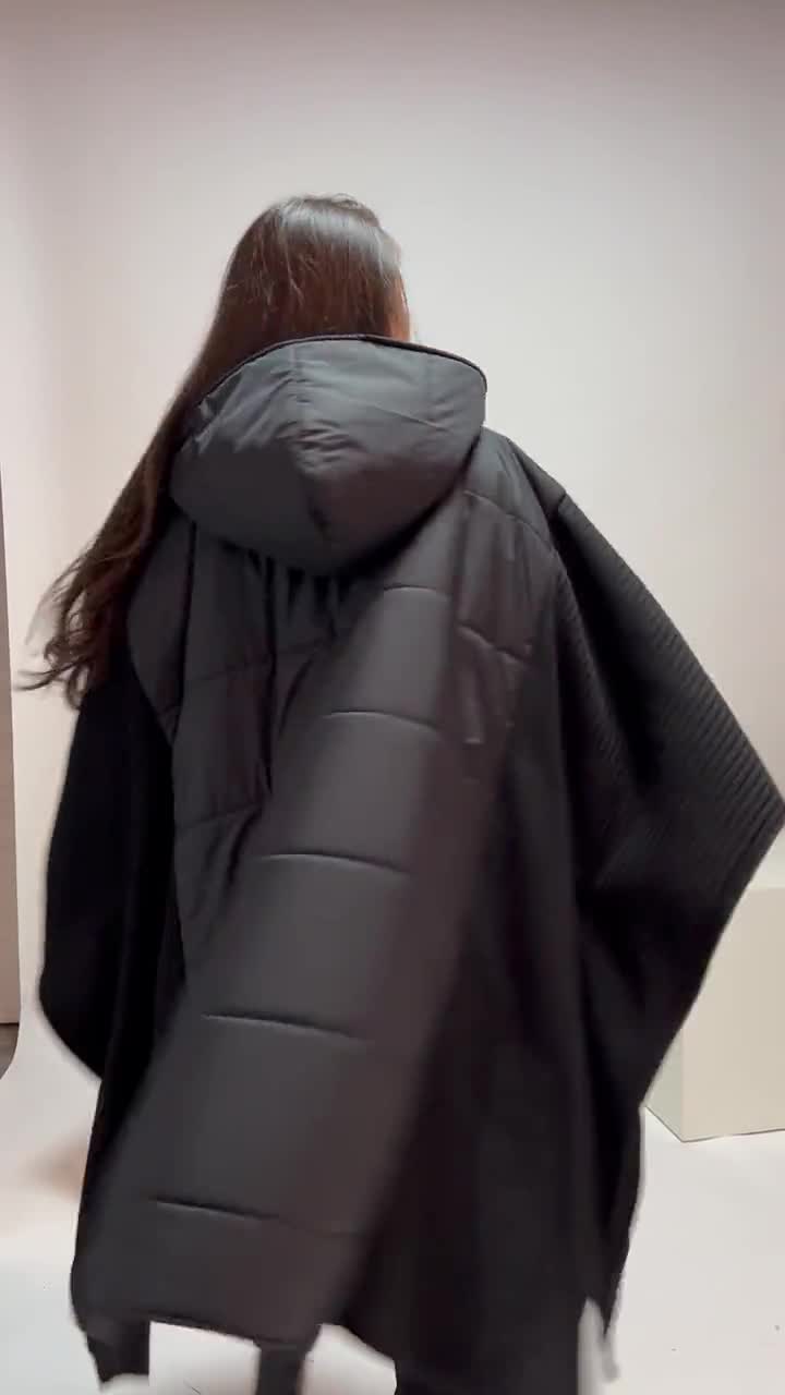 スプリングフェア quilting poncho coat poncho deformation