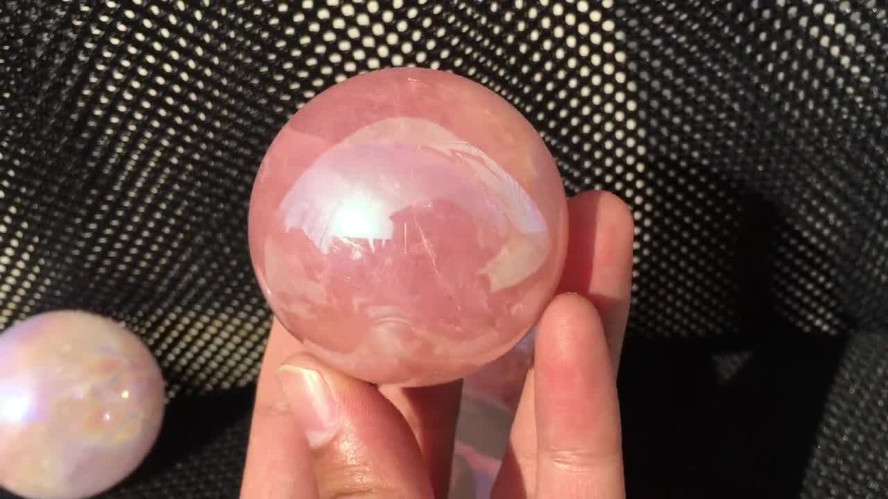 Guérison cristal naturel rose quartz pierre gemme boule de divination sphère 