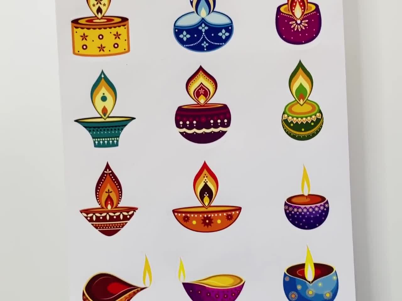 diya decoration with glitter sheet