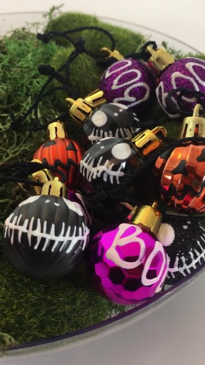 Satin Glitter Org Blk Purple 15pc Darice Halloween Decor Ornaments #3113-769 