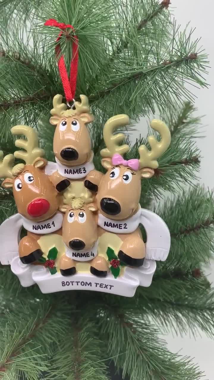 Reindeer Family  2 3 4 5 6 7 8 Scarves Personalized Christmas Ornament 