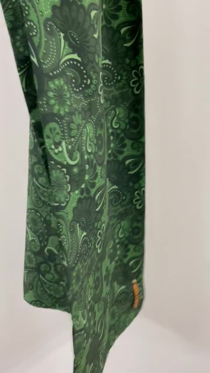 S10 Mens Classic Green Paisley Scarf Bold Mod Vintage 60's Inspired Print 