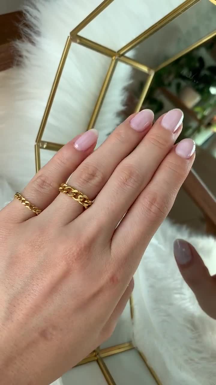 Gold Ring For Women Cuban Chain Band Ring Dainty Ring Statement Ring Gold Stacking Friendship Rose Gold Filled Chain Ring Gold Jewelry Woman
