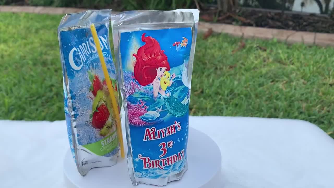 digital The Little Mermaid juice pouch labels printed or finished