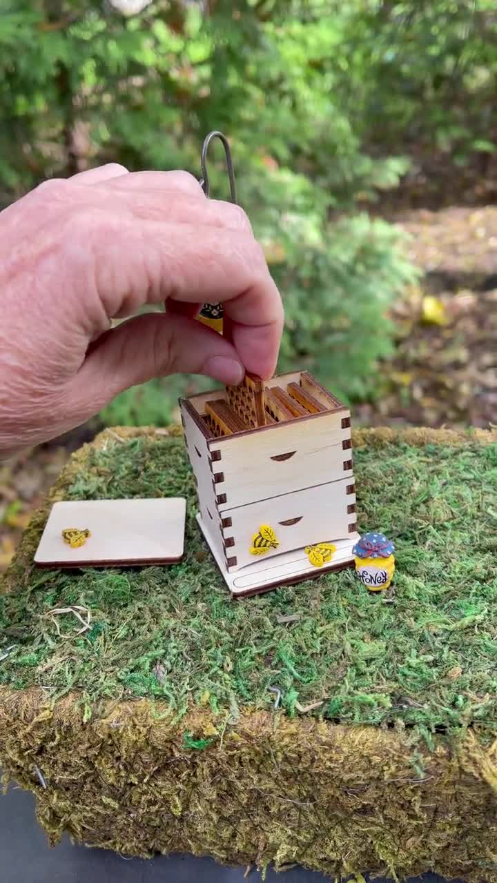 Miniature Beehive Honey Jar Bright Delights #B501-1/12th Scale Ceramic 