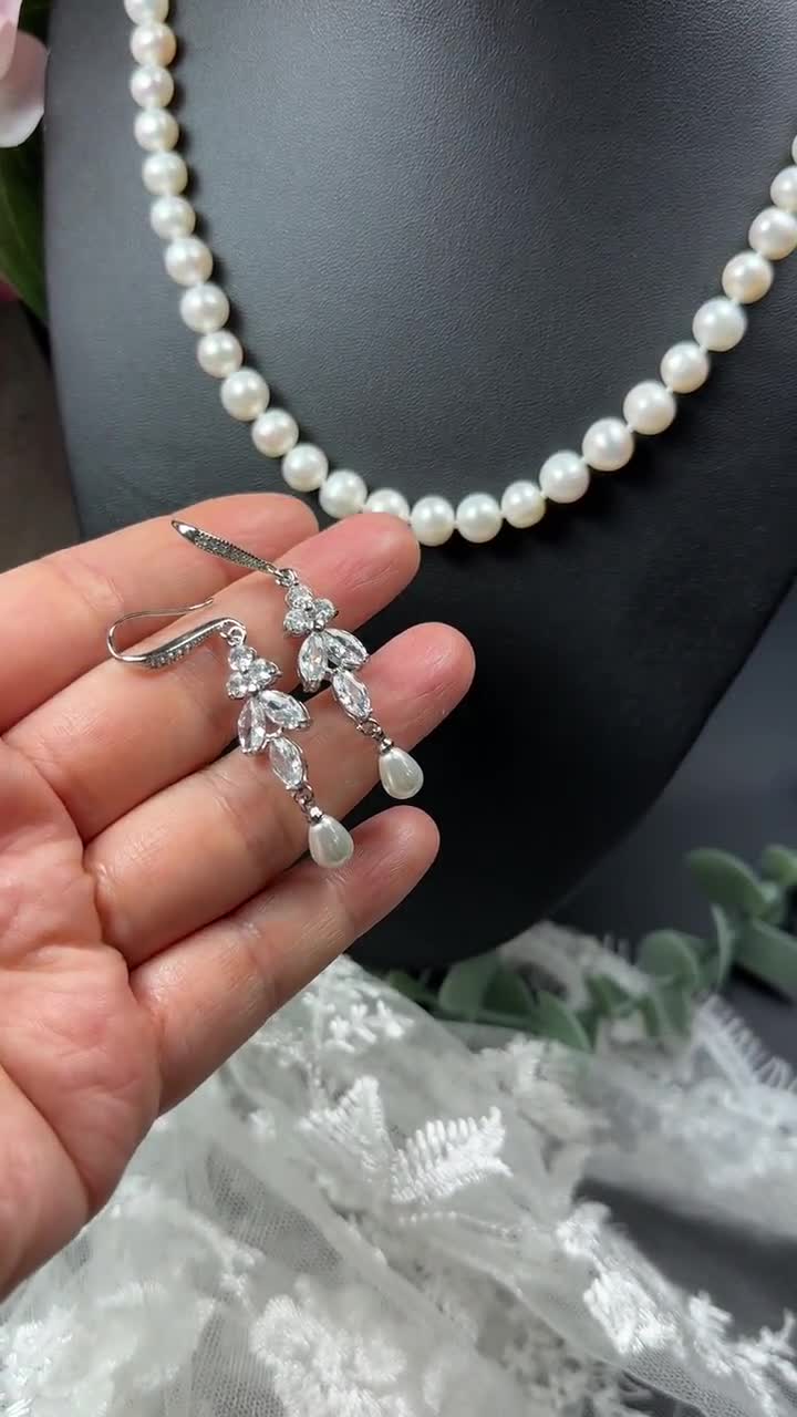 Collier de perles Set 4-5mm rose collier de perles d'eau douce Bracelet et boucles d'oreilles ensemble de bijoux JYX 