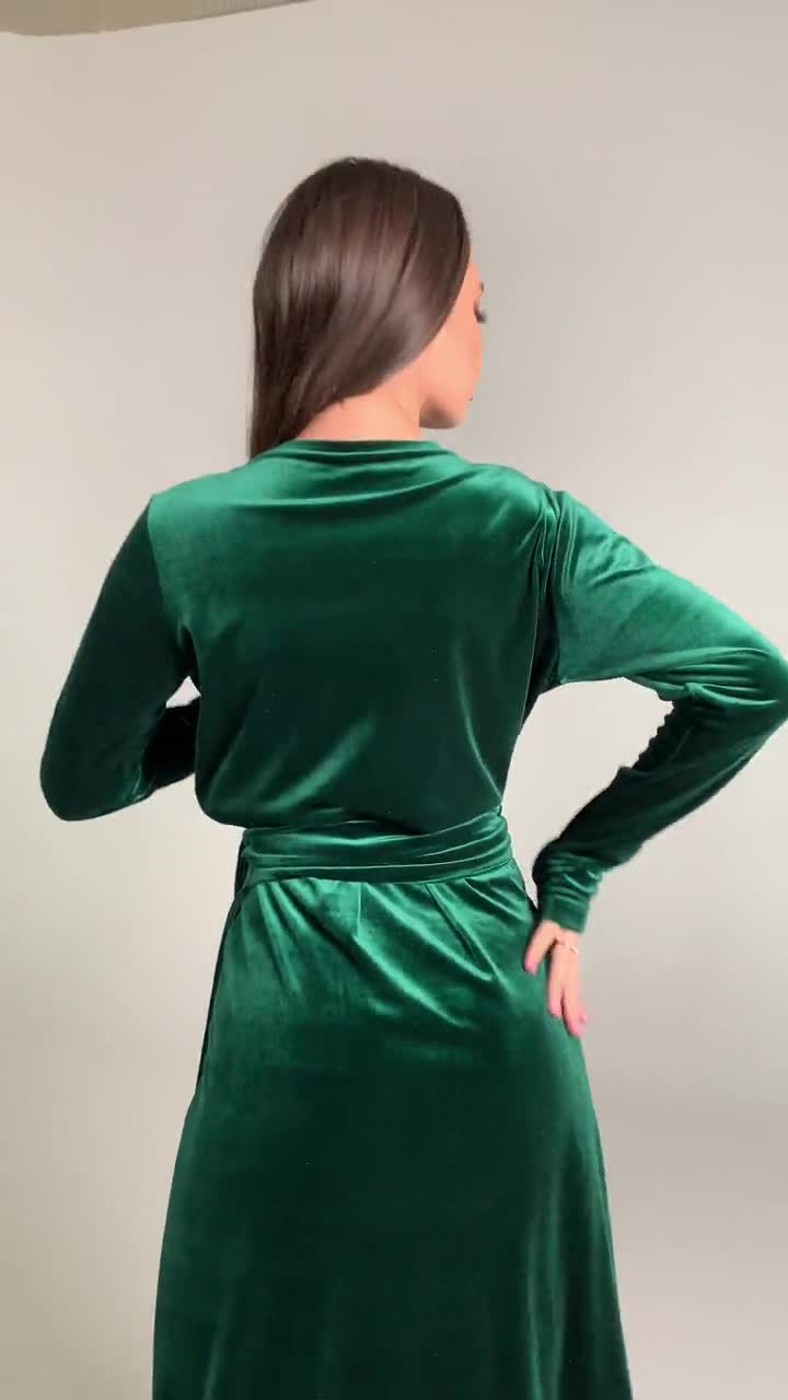 Vestido de terciopelo verde esmeralda dama de honor Velvet - Etsy España