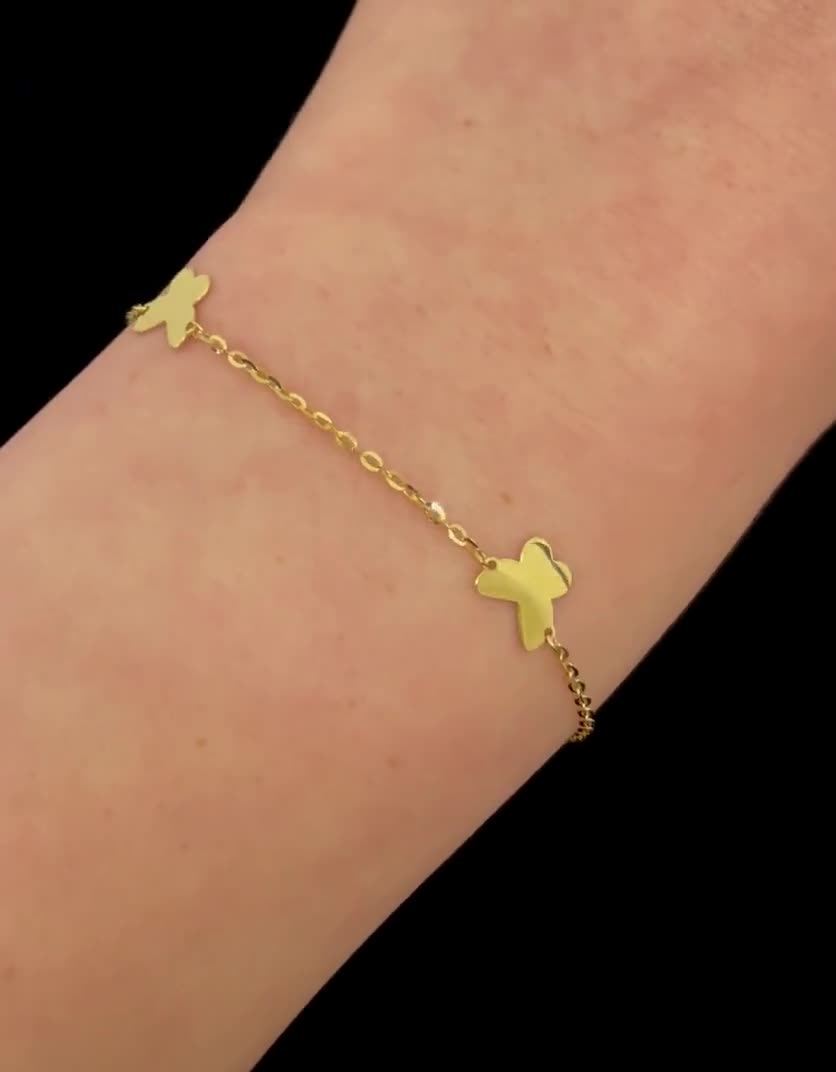 10k gold butterfly anklet