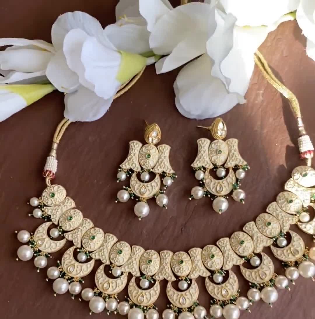 white meenakari necklace