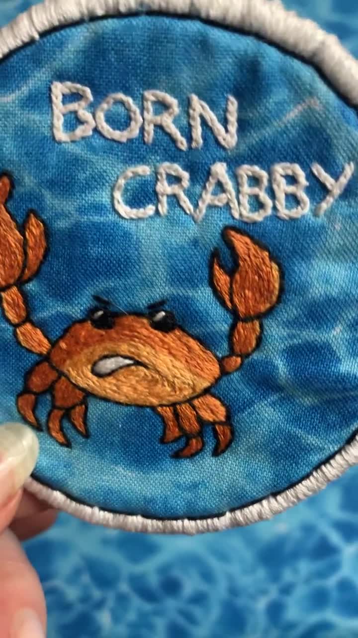 Born Crabby Zodiac Cancer Embroidered Patch