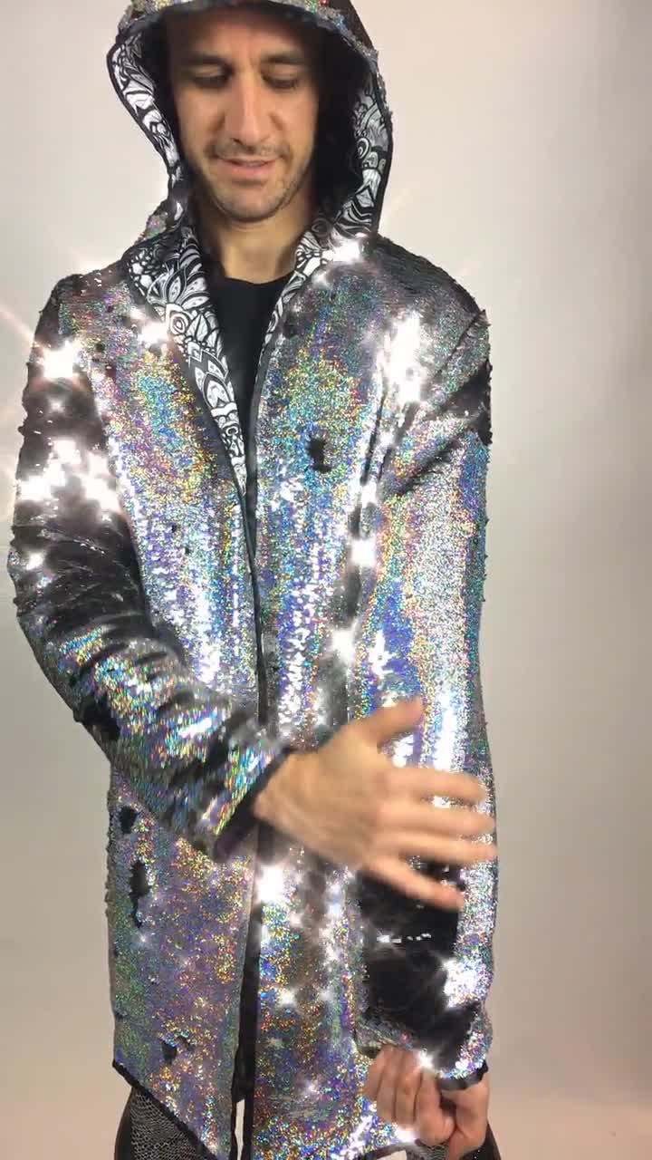 Sequin Jacket Mens Holographic Festival 