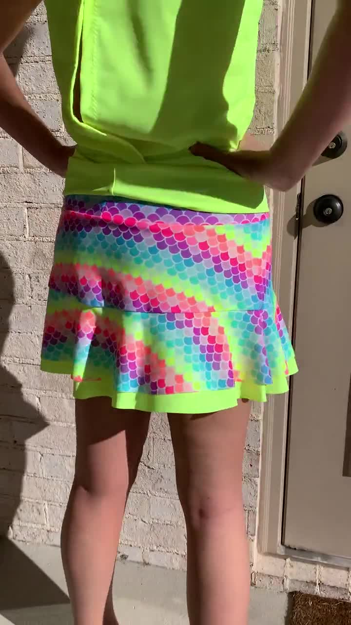 tennis skirt with neon paint