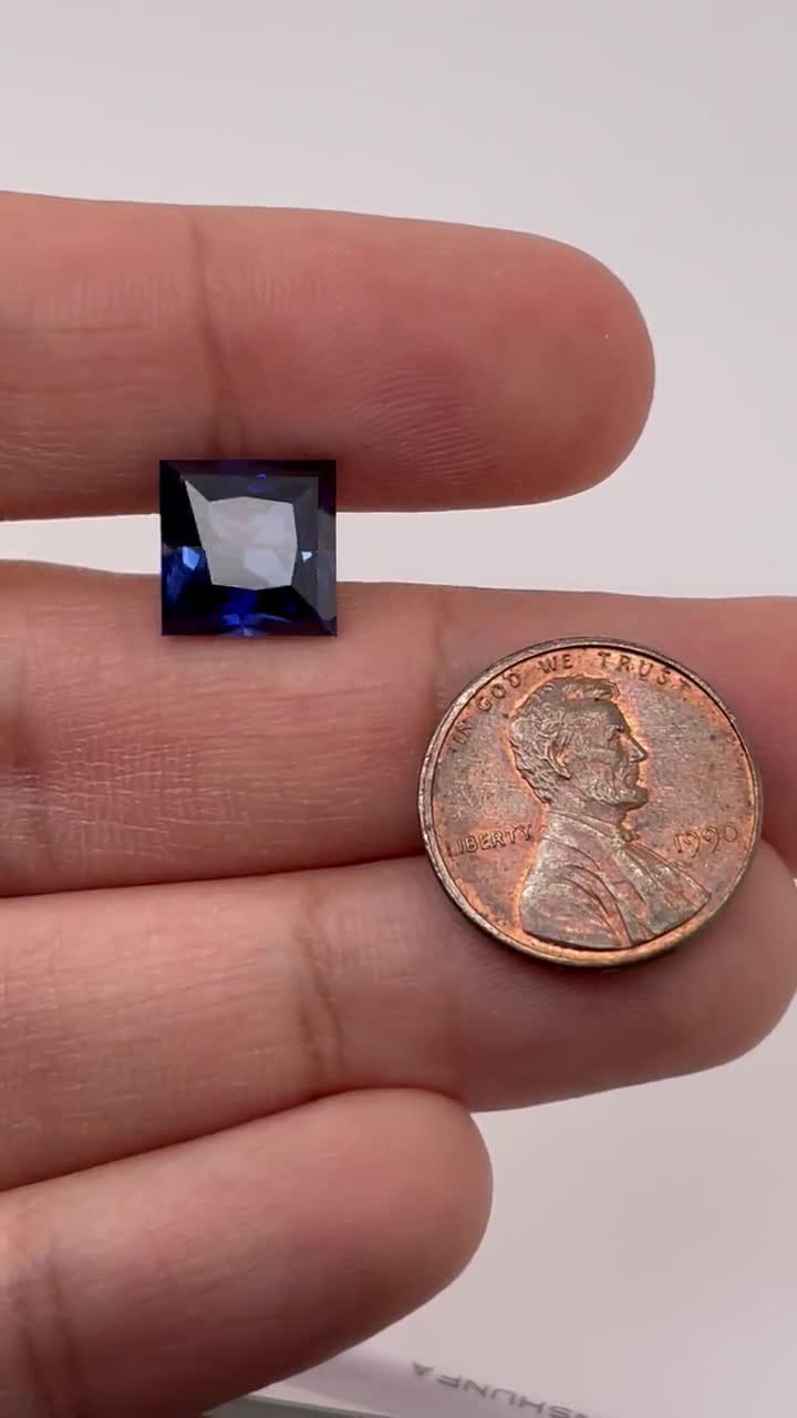 Synthetic Square Princess Cut Swiss Made Rough Blue Sapphire from 4MM-10MM 