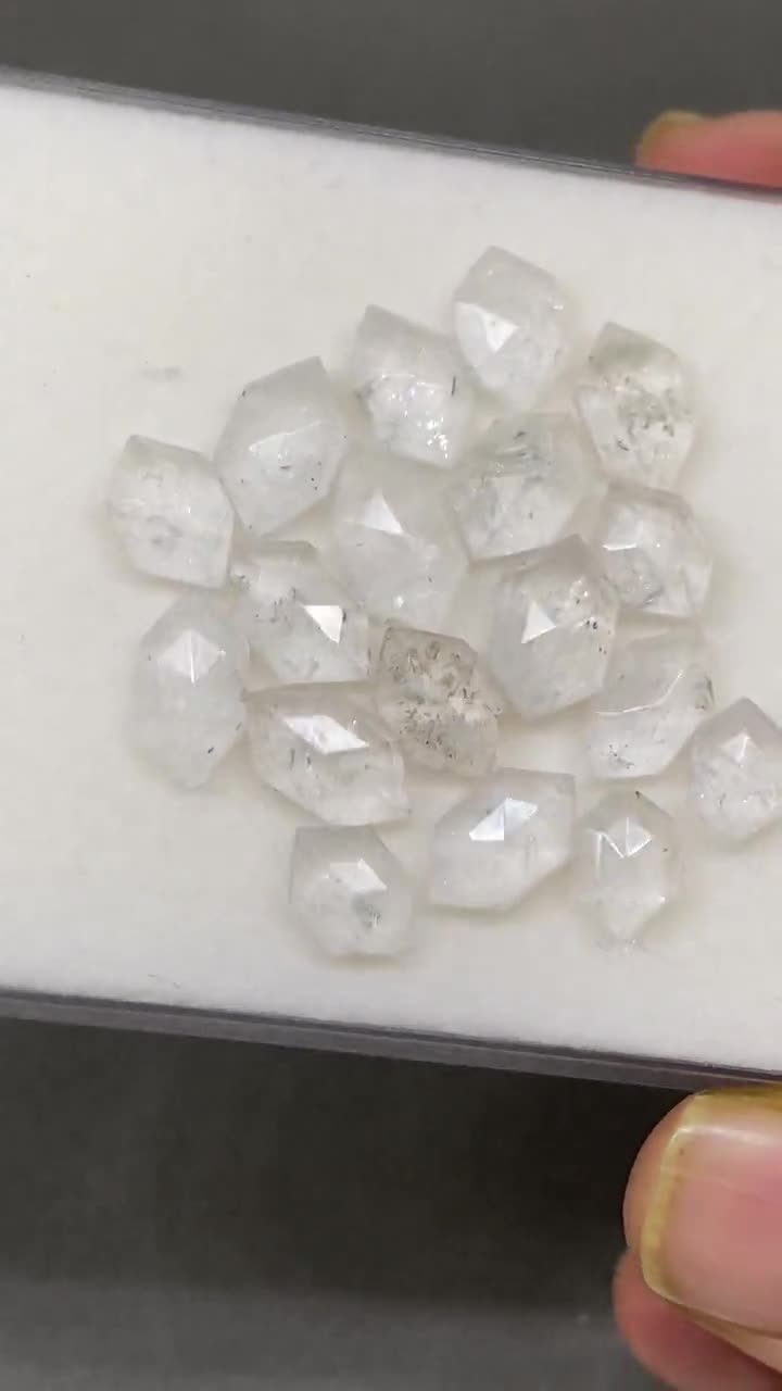 Appealing very very rare herkimer diamond hexagon lot fine quality pcs 18 wt 30 cts size 9.3x6.2mm-12.8x7mm stepcut rosecut herkimer diamond