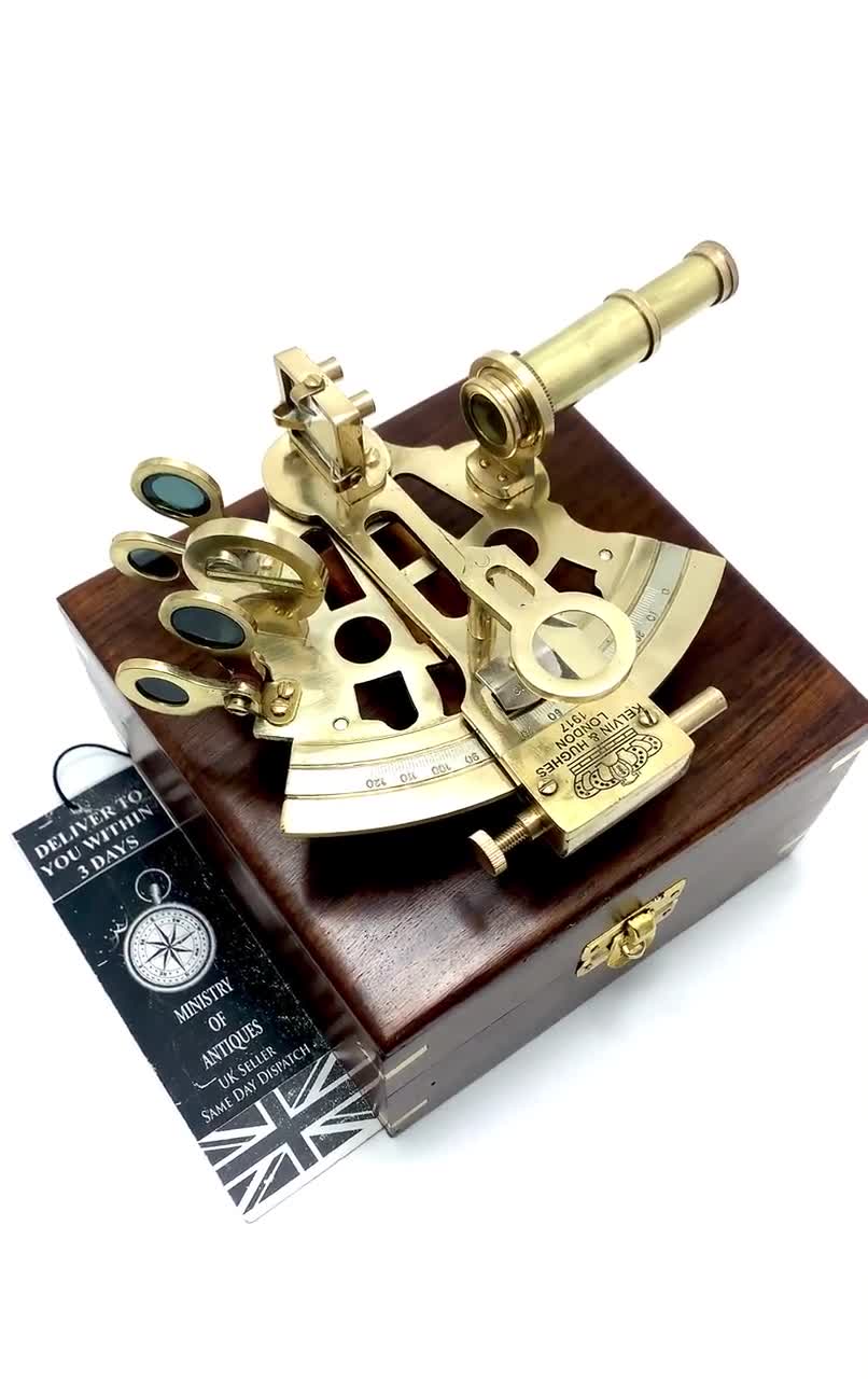 Nautische Messing Sextant Antik Style Astrolabium Schiffsinstrumente mit Box 
