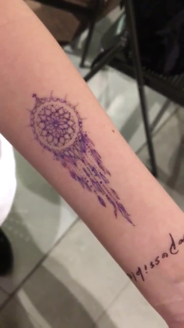 Pink Tattoo Purple Tattoo Moon Tattoo Dreamcatcher Tattoo - Etsy