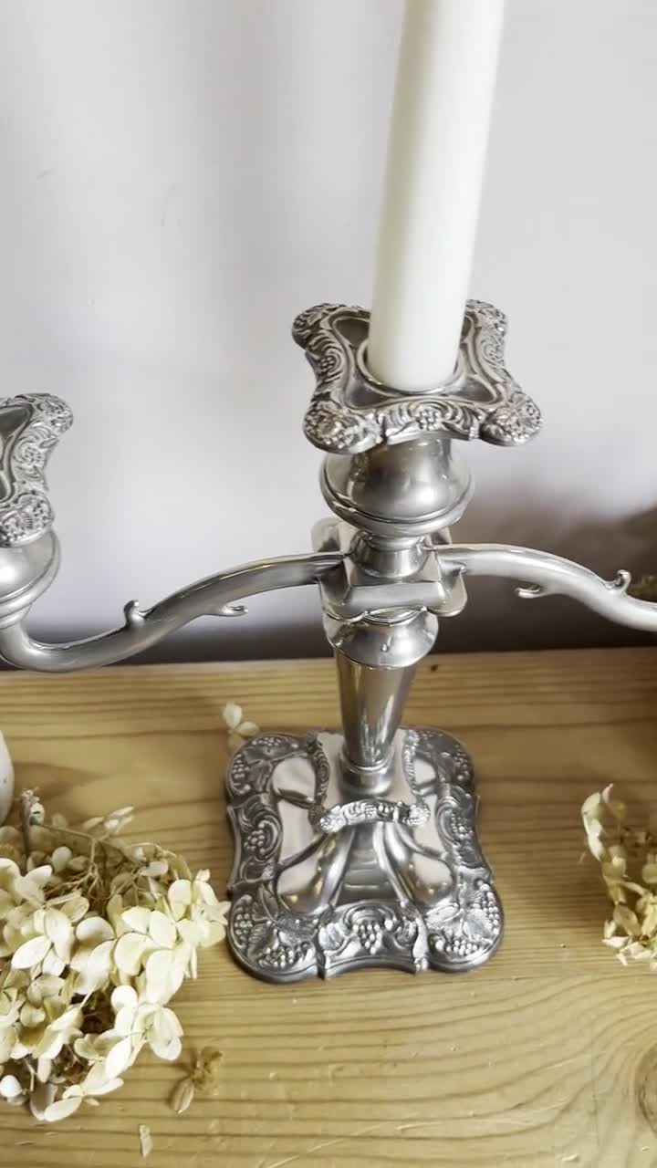 Candle Wee Willy Winky Candle Stick Holder Drip Tray Silver Metal x 2 