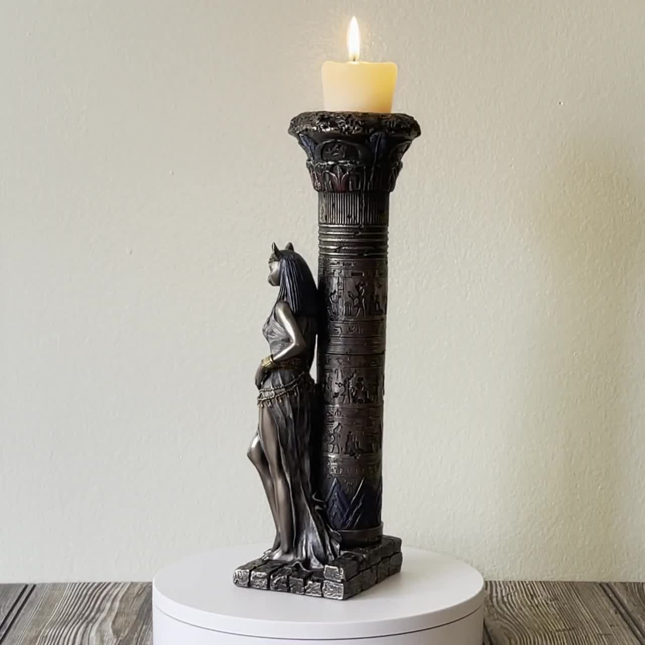 Table Candle Holder, Egyptian Goddess Bastet Candle Holder, Free