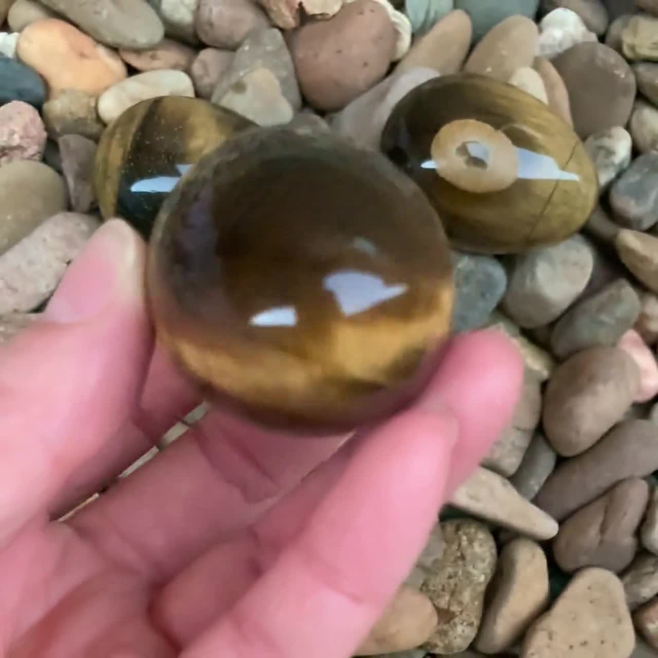 Natürlich Kristall Tigerauge Kugel Stein Jadestein Edelstein mit Holzständer 