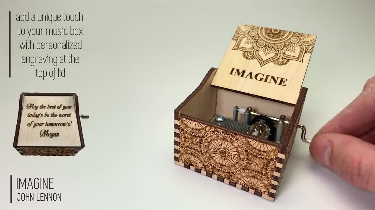 IMAGINE  @ JOHN LENNON Unique Beech Wood IMAGINE Handicraft  Music Box