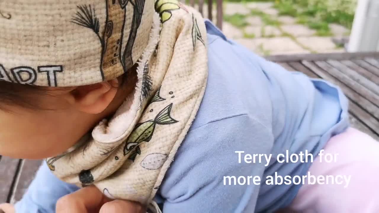 Dribble Bib PEACH DOTS Baby Bandana Adjustable 100% Cotton/Terry Cloth FREE POST 