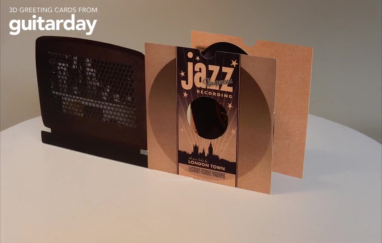 anniversary 1930’s Jazz 3D greeting card 78rpm Record and Radio Birthday 