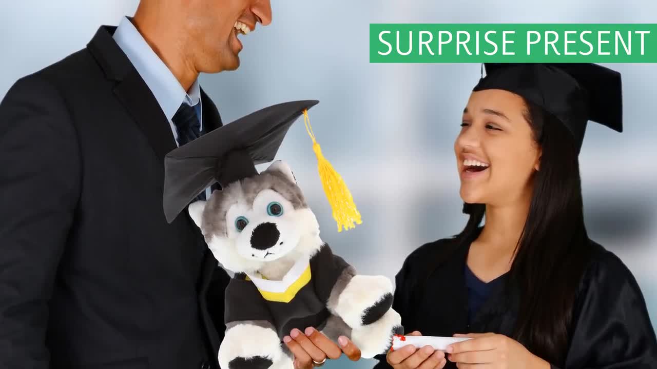 Customized graduation plush bear for her 2020 I love you gift Box Husky 8" 