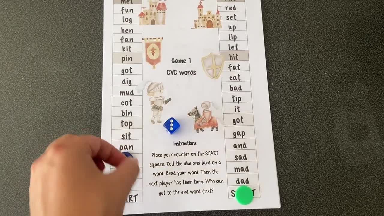 Knights and Dragons Phonics Roll and Read Game Printables for - Etsy