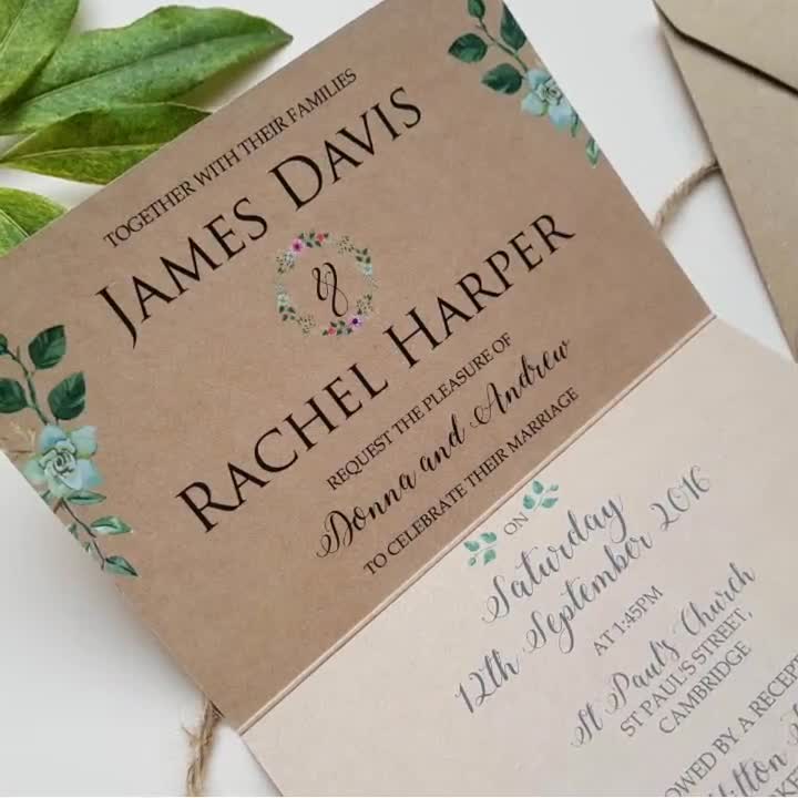 50 x PERSONALISED HANDCRAFTED A6 WEDDING AND/OR EVENING RUSTIC LABEL INVITATIONS 