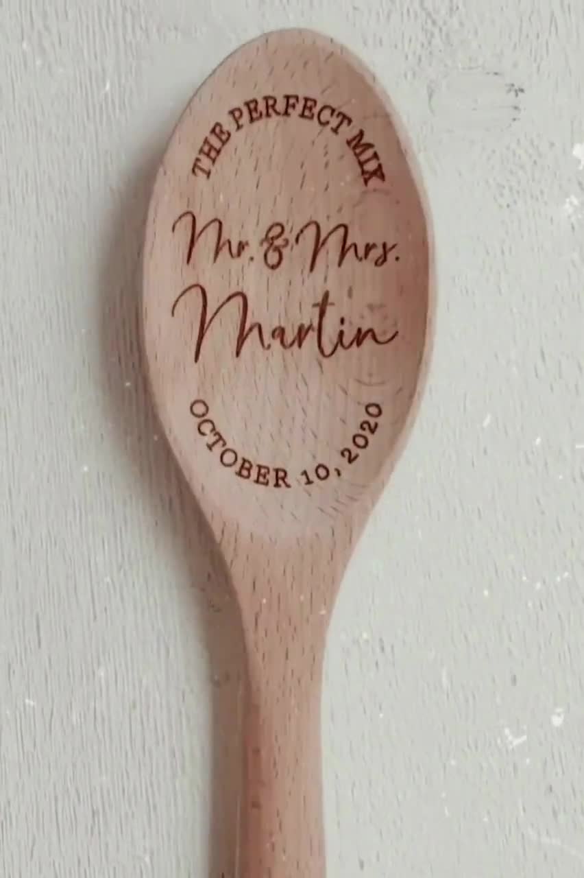 Cooking Spoon.19 Mr and Mrs Surname Personalised Engraved Wooden Spoon 