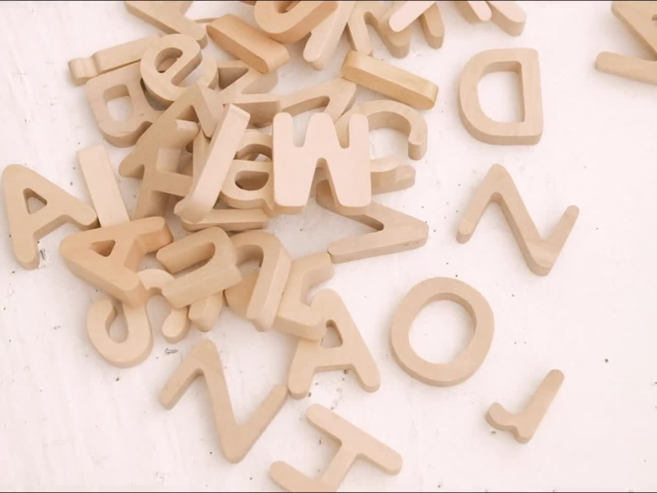 Kids Natural Wooden Alphabet Letters Learning Spelling For School Arts & Crafts 