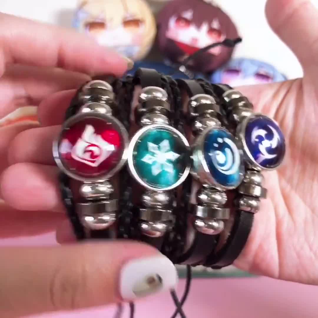 Keqing \u2022 Genshin Impact character-inspired bracelet \u2022 8mm beads \u2022 Adjustable size \u2022 Flower charm