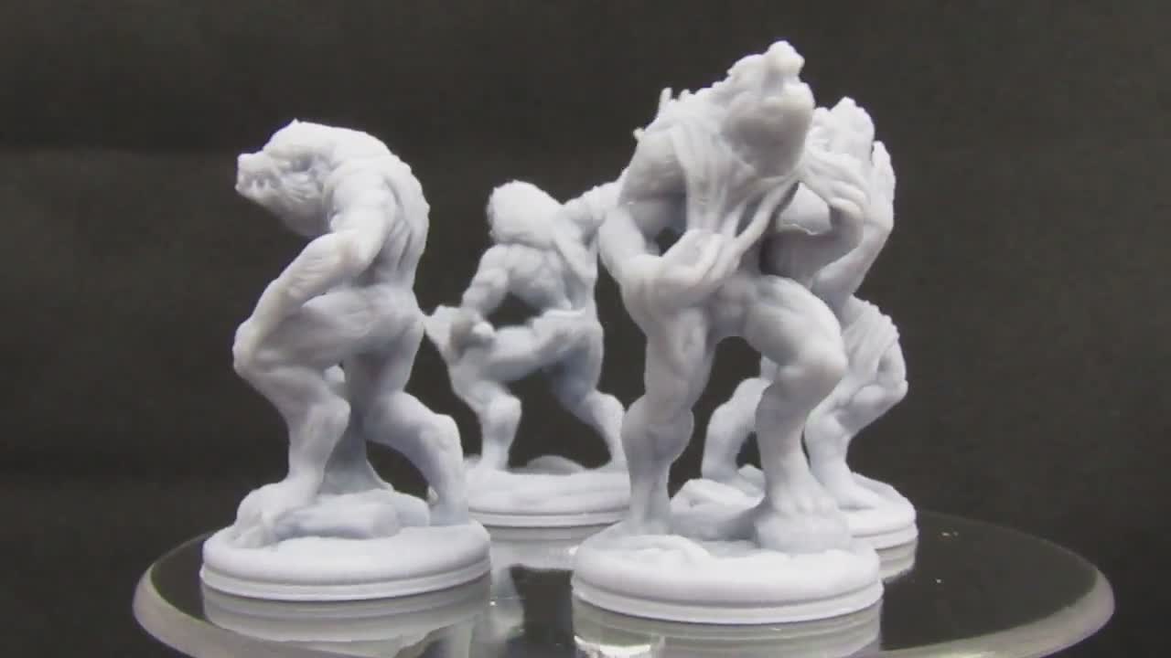 8 Piece Werewolves Victims and Hunters Miniature Mini 3D Printed Resin Model 2832mm Scale RPG Fantasy Games Dungeons & Dragons Tabletop