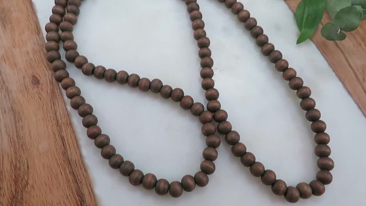 brown wooden bead necklace