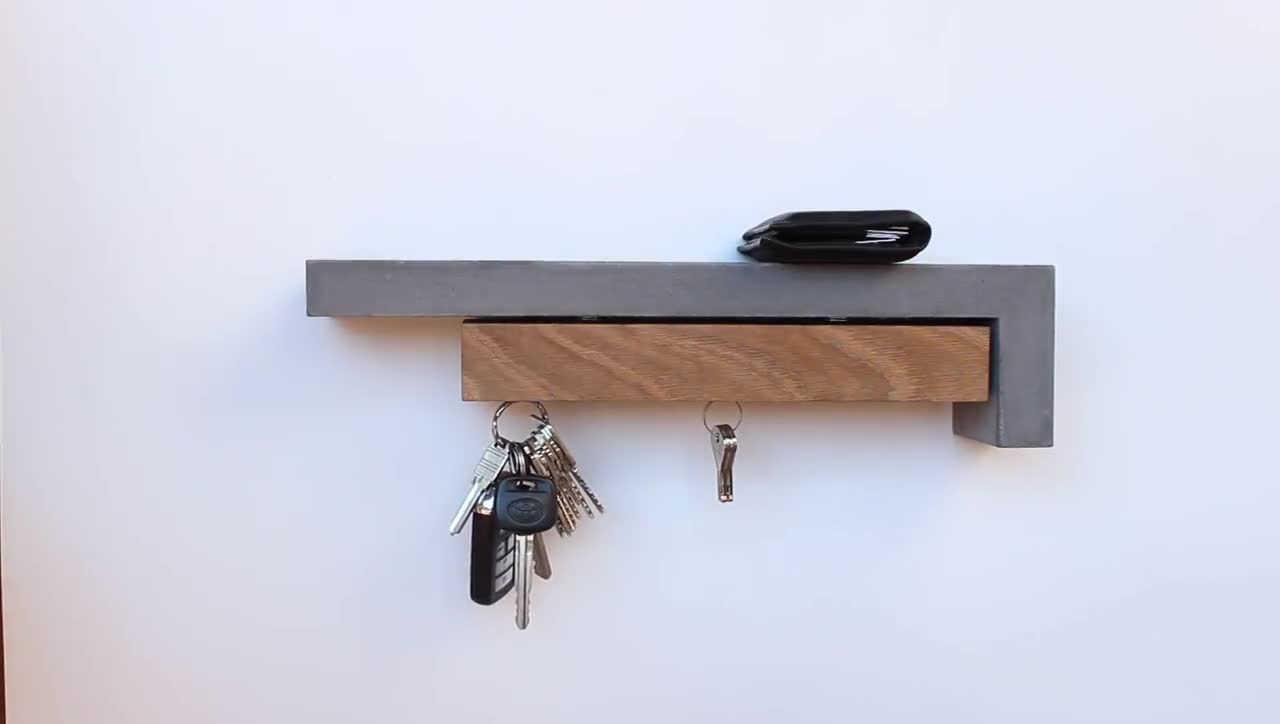 Key Holder For Wall / key Organizer / Key Hanger/ Minimalist Modern/  Concrete Key Holder / Magnetic Wall Mount / Housewarming/ shelf wall