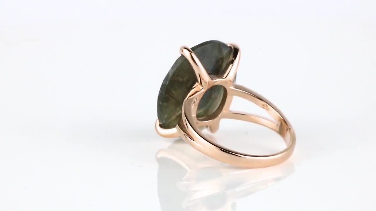 Awesome Handmade Jewelry for Ladies Anemone Jewelry Semiprecious Labradorite Ring in 14k Gold Everyday and Boho Jewelry for Women Free Gift Box 