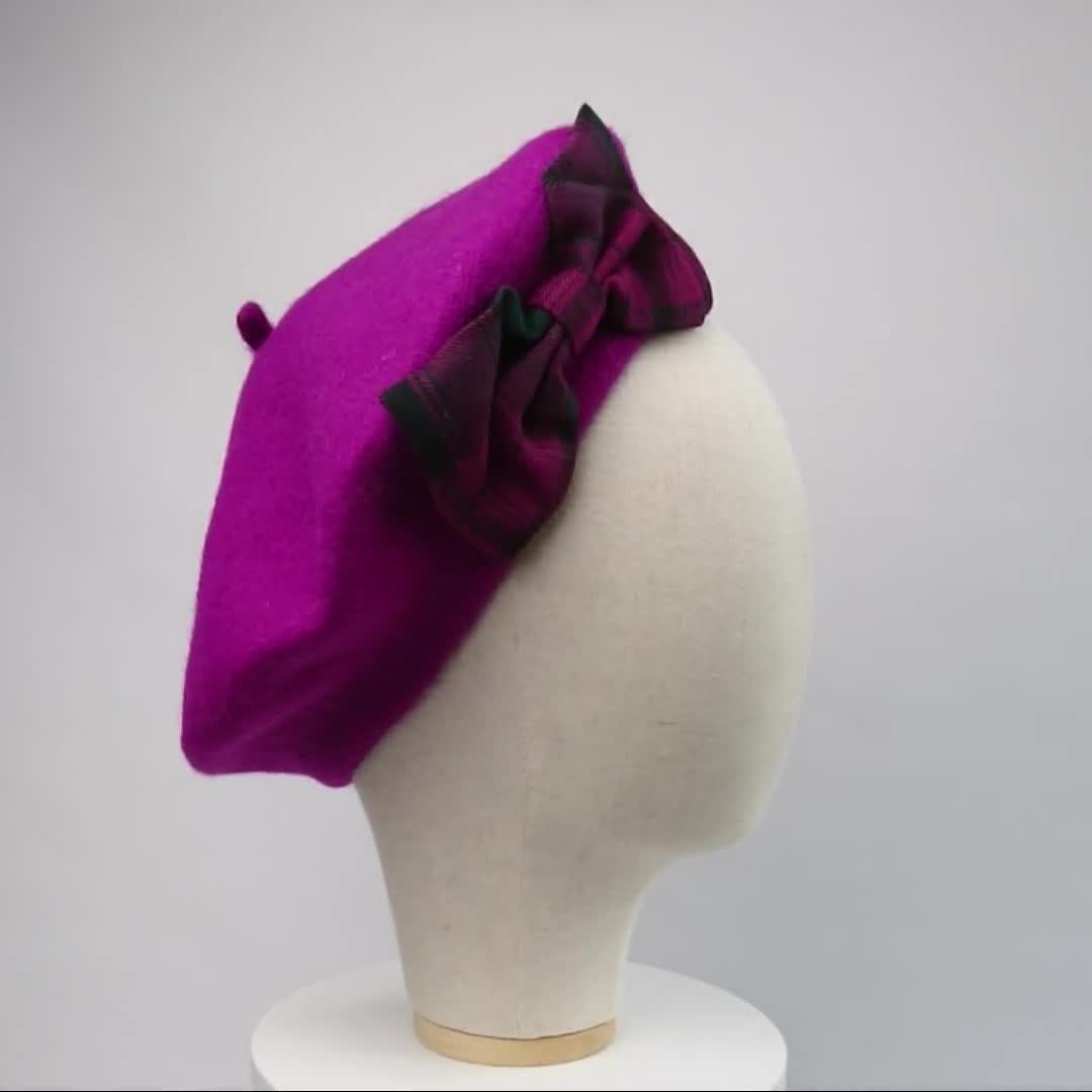 Magenta Purple Beret Hat With Magenta 