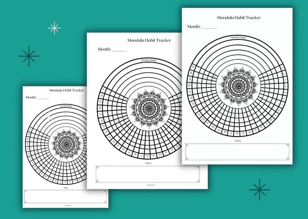 Relaxing Mandala Habit Tracker Sheets for Every Month of the - Etsy