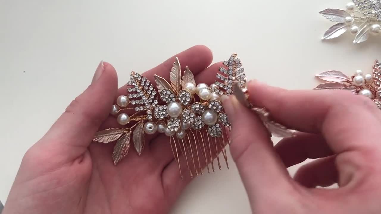 Milacolato Handmade Vintage Wedding Hair Comb Made Czech Crystal & White Simulated Pearl Hair Accessories Brides Bridesmaids 
